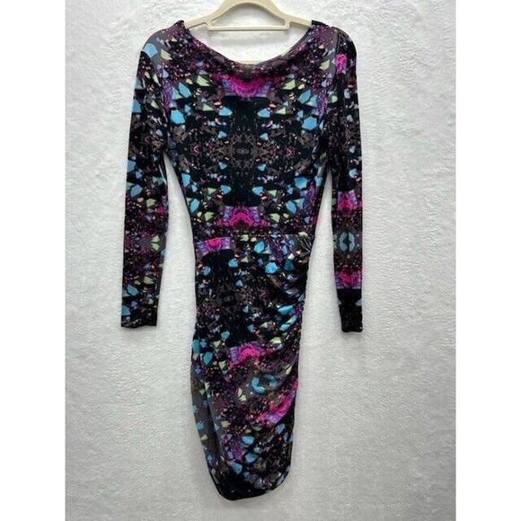 Mara Hoffman Womens Faux Wrap Dress Geometric Print Ruched Side Black Size XS - Picture 2 of 11